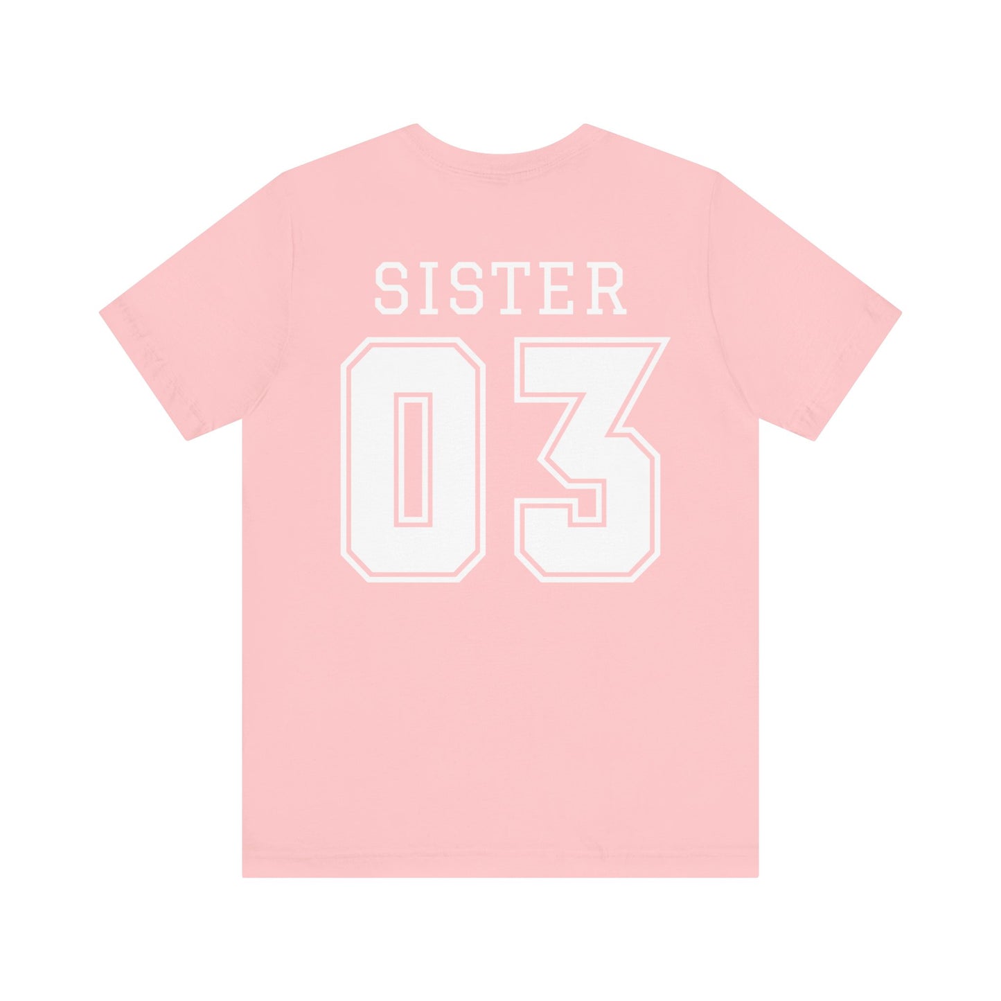 "Sister Team Heart Hands #3" Adult Unisex Short Sleeve Tee (front and back)