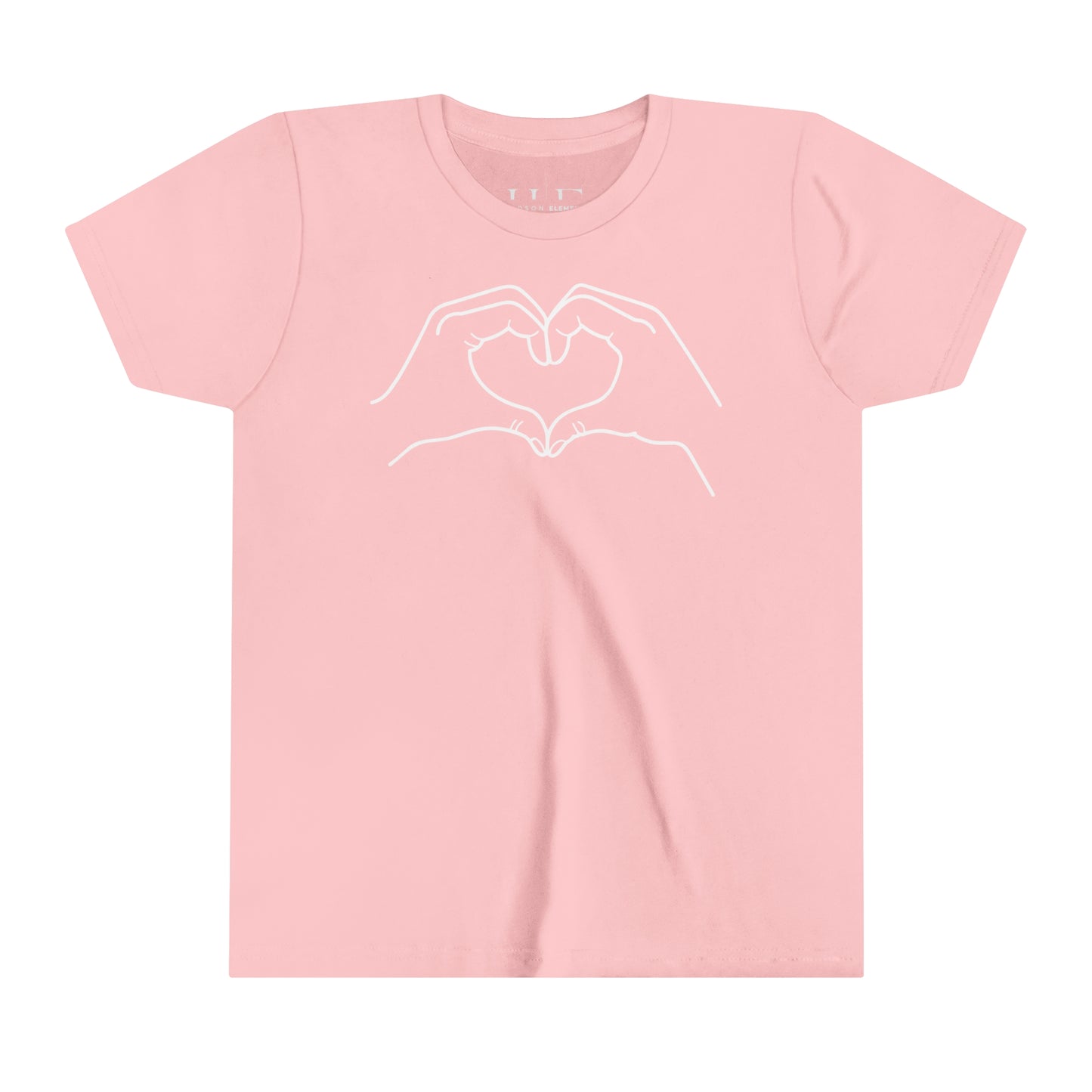 "Sister Team Heart Hands #3" Youth Unisex Short Sleeve Tee (front and back)