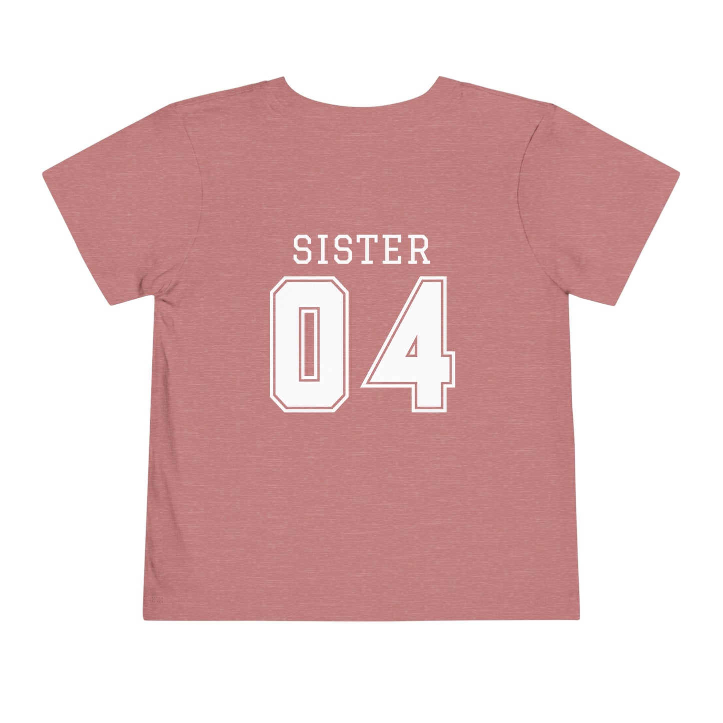 "Sister Team Heart Hands #4" Toddler Short Sleeve Tee (front and back)