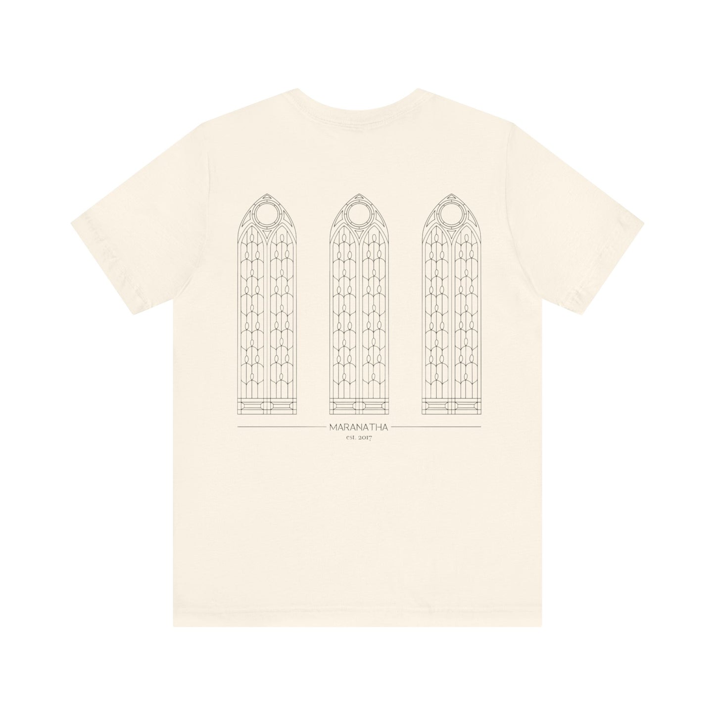 "Maranatha Windows" Adult Unisex Short Sleeve Tee (front and back)