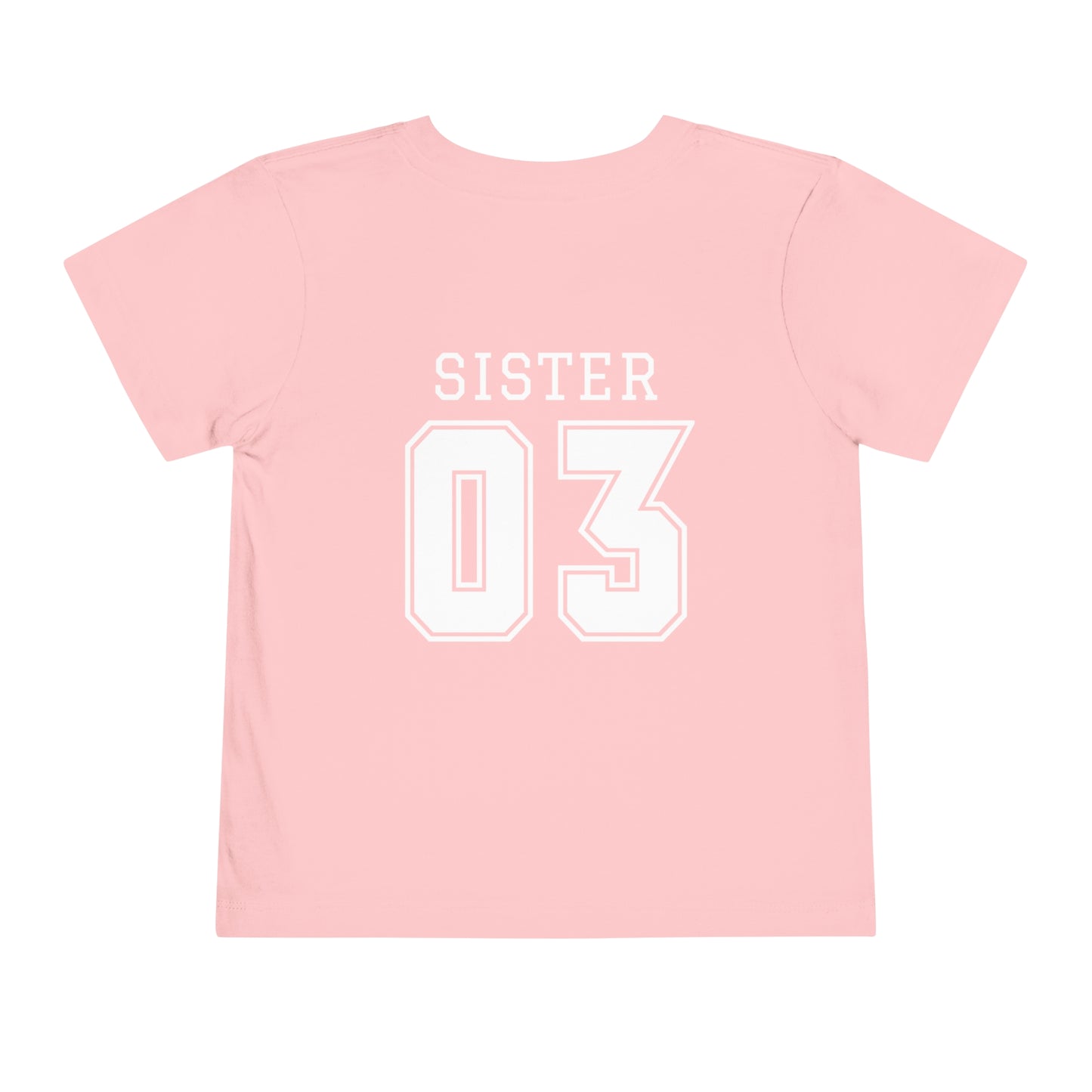 "Sister Team Heart Hands #3" Toddler Unisex Short Sleeve Tee (front and back)