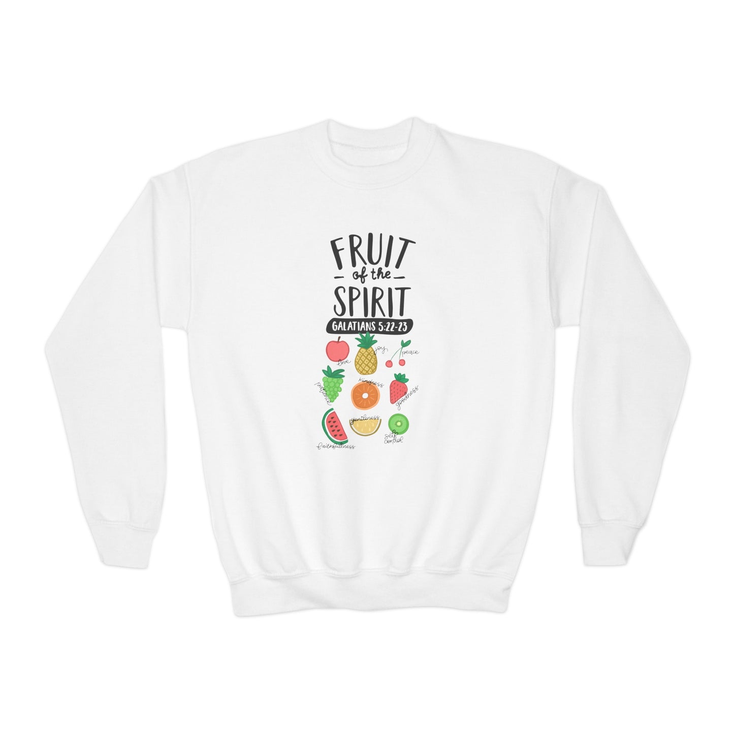 "Fruit of the Spirit" (Galatians 5:22-23) Youth Crewneck Sweatshirt