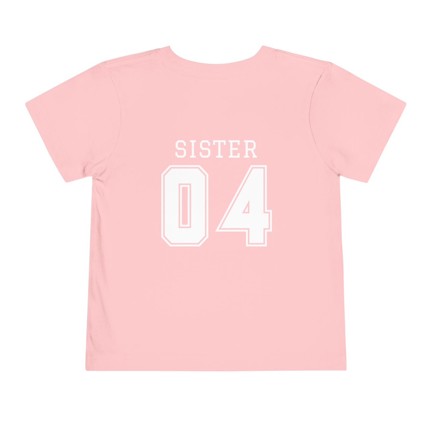 "Sister Team Heart Hands #4" Toddler Short Sleeve Tee (front and back)