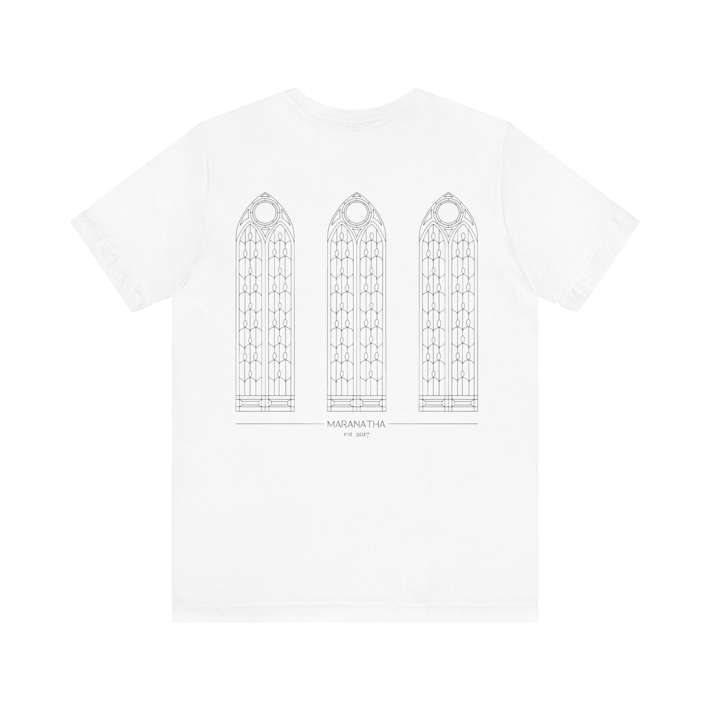 "Maranatha Windows" Adult Unisex Short Sleeve Tee (front and back)