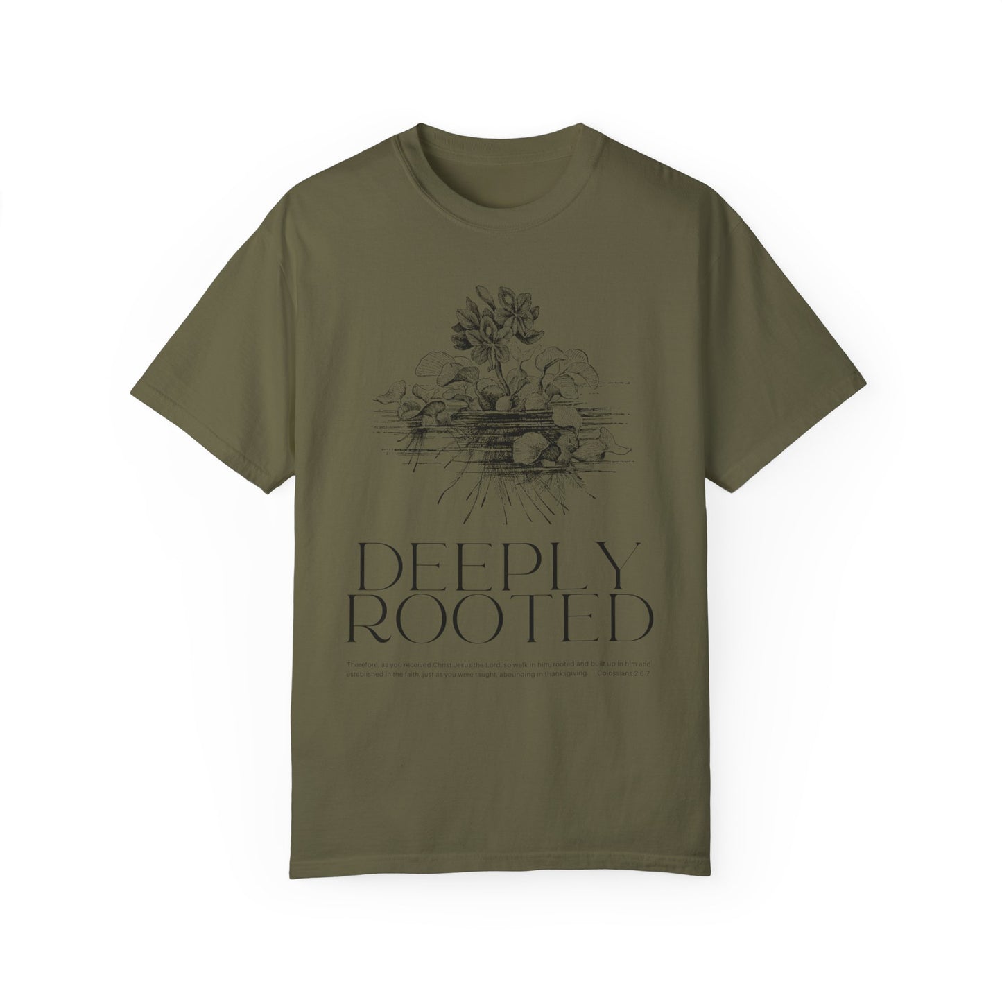 "Deeply Rooted" (Colossians 2:6-7) Adult Unisex Short Sleeve Tee