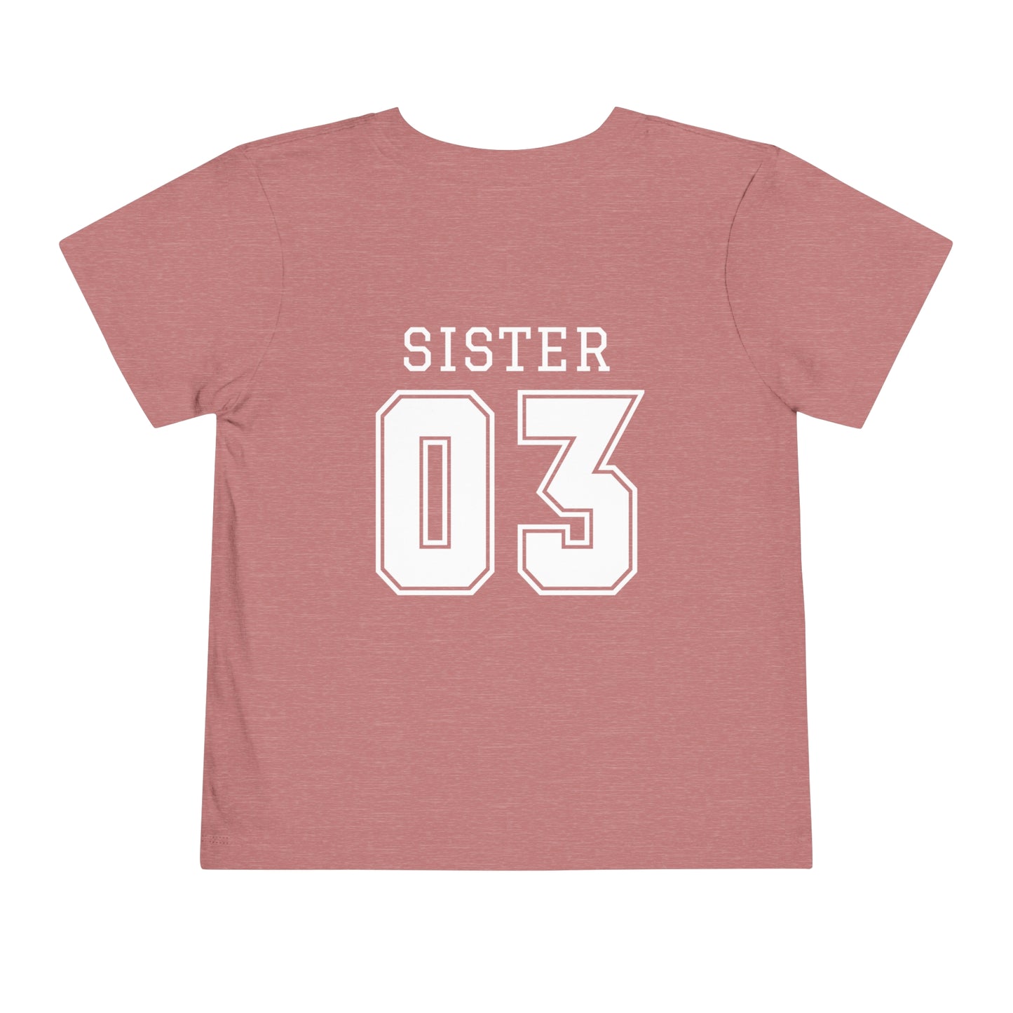 "Sister Team Heart Hands #3" Toddler Unisex Short Sleeve Tee (front and back)