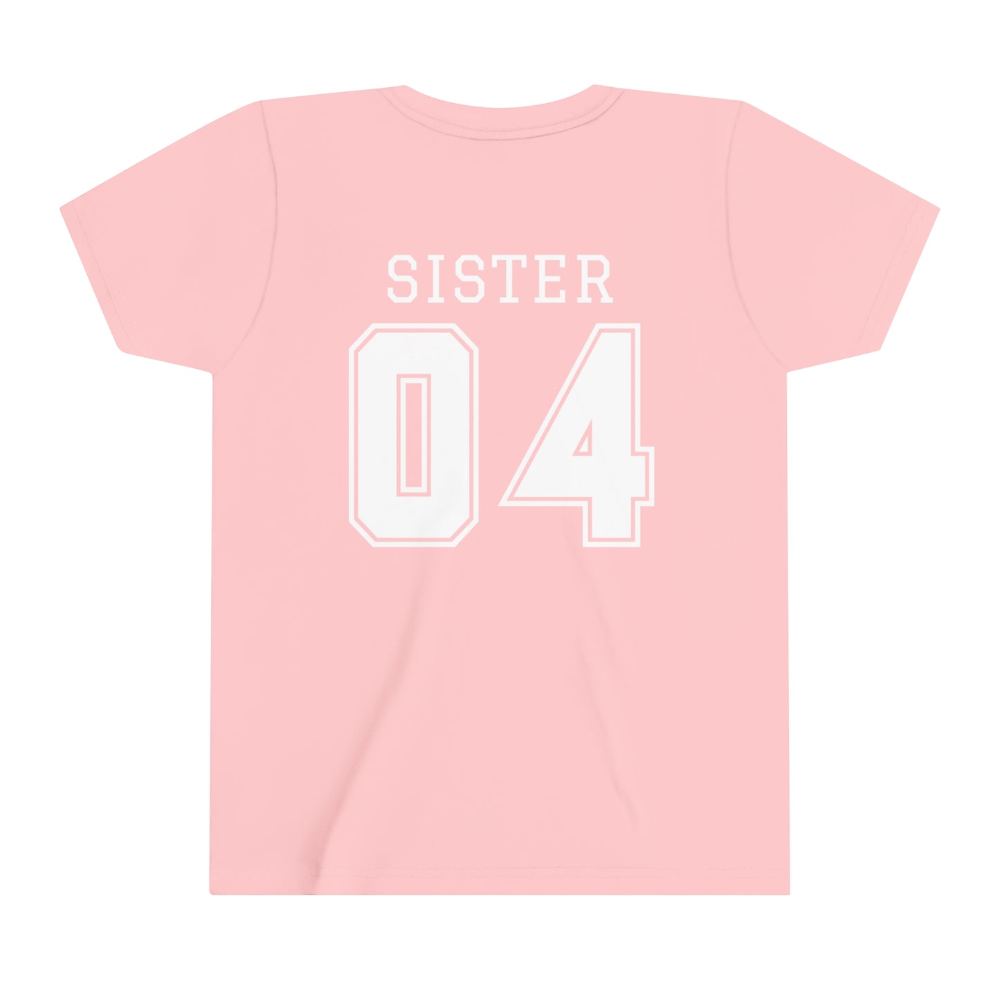 "Sister Team Heart Hands #4" Youth Short Sleeve Tee (front and back)