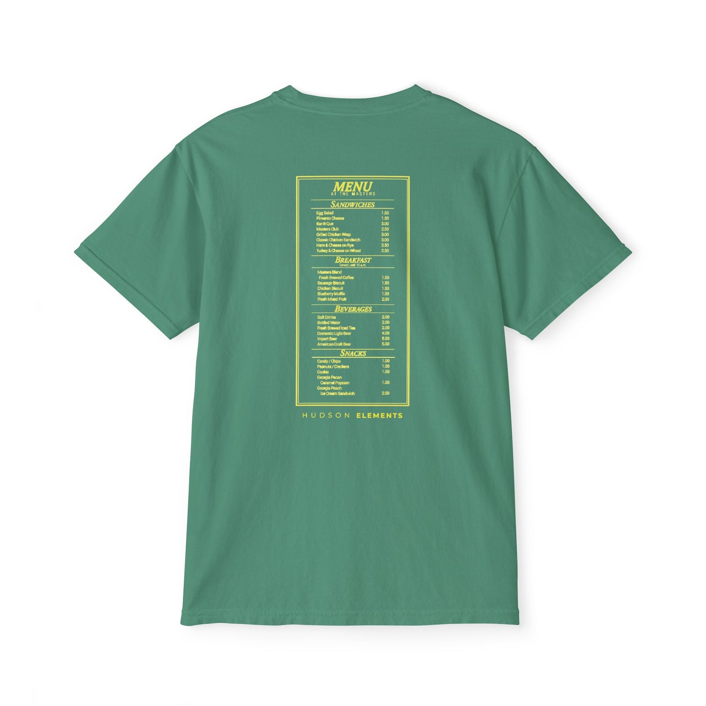 "Menu at the Masters" Adult Unisex Pocket Tee