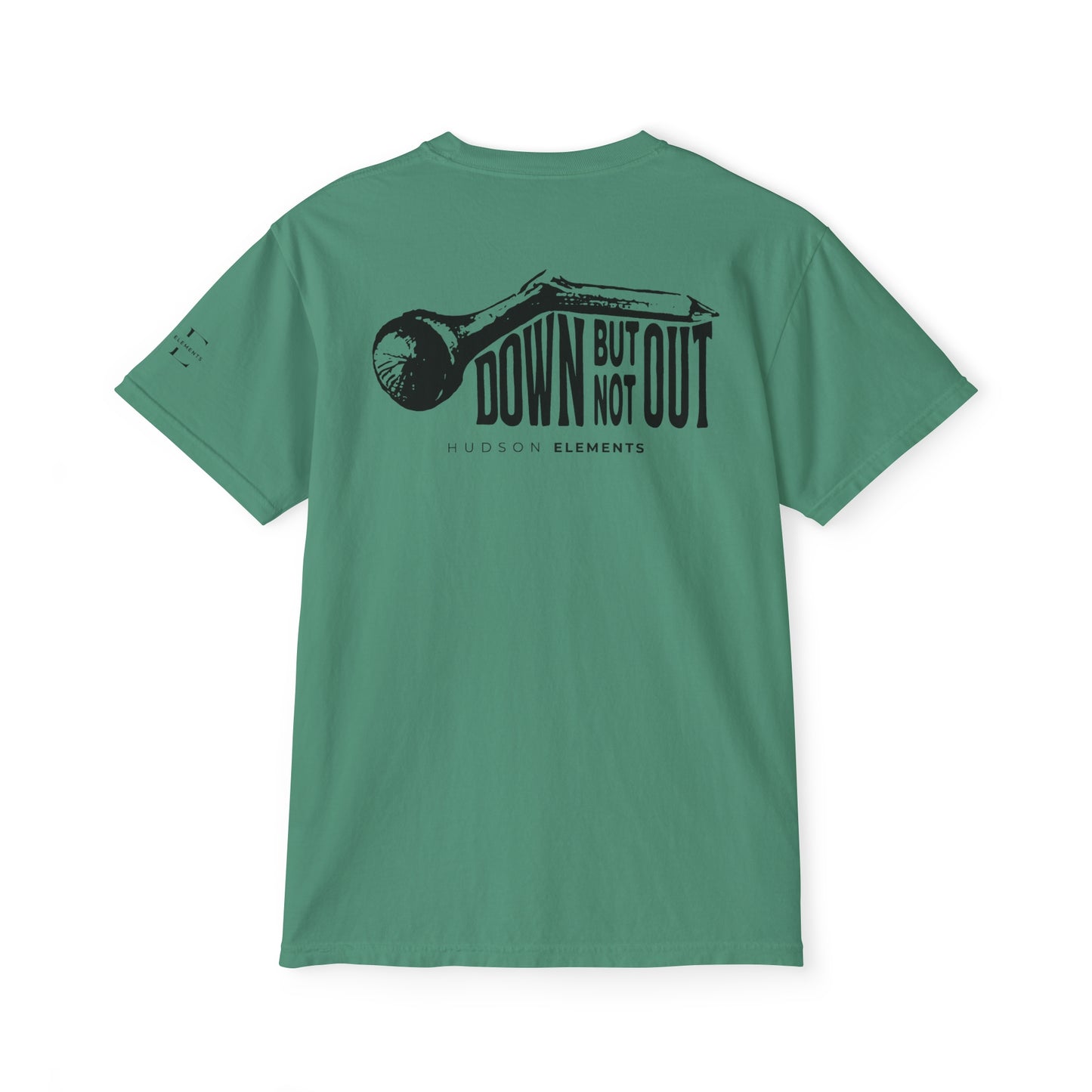 "Down But Not Out" Adult Unisex Pocket Tee (front and back)