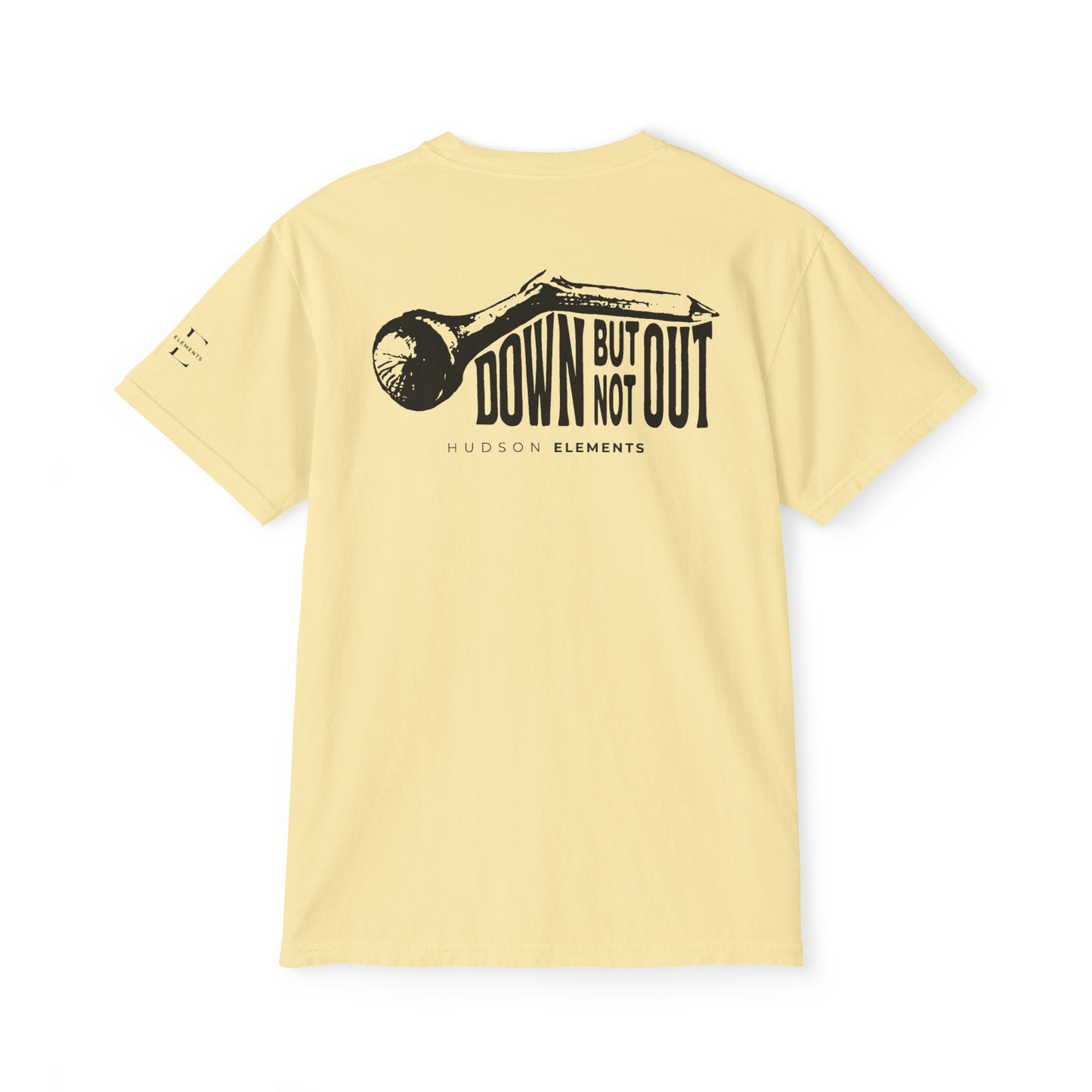 "Down But Not Out" Adult Unisex Pocket Tee (front and back)