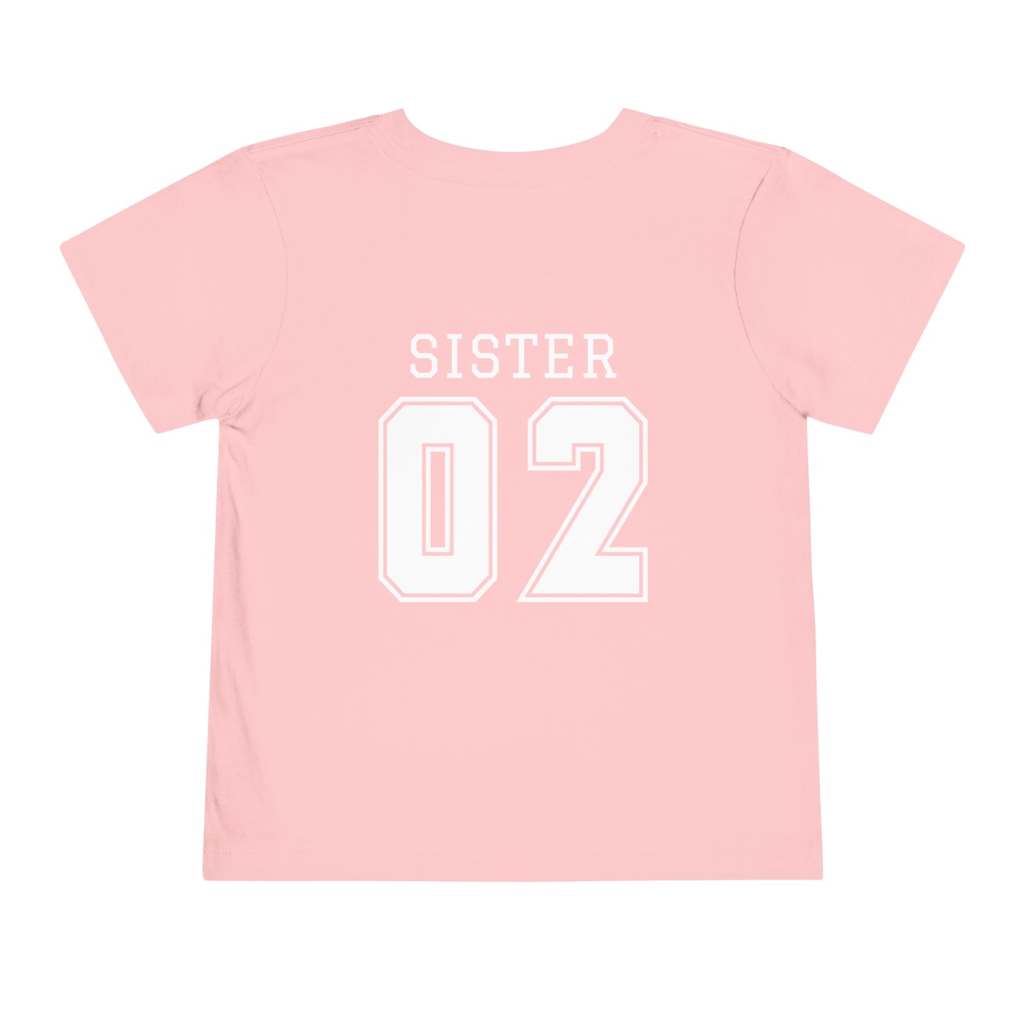 "Sister Team Heart Hands #2" Toddler Unisex Short Sleeve Tee (front and back)