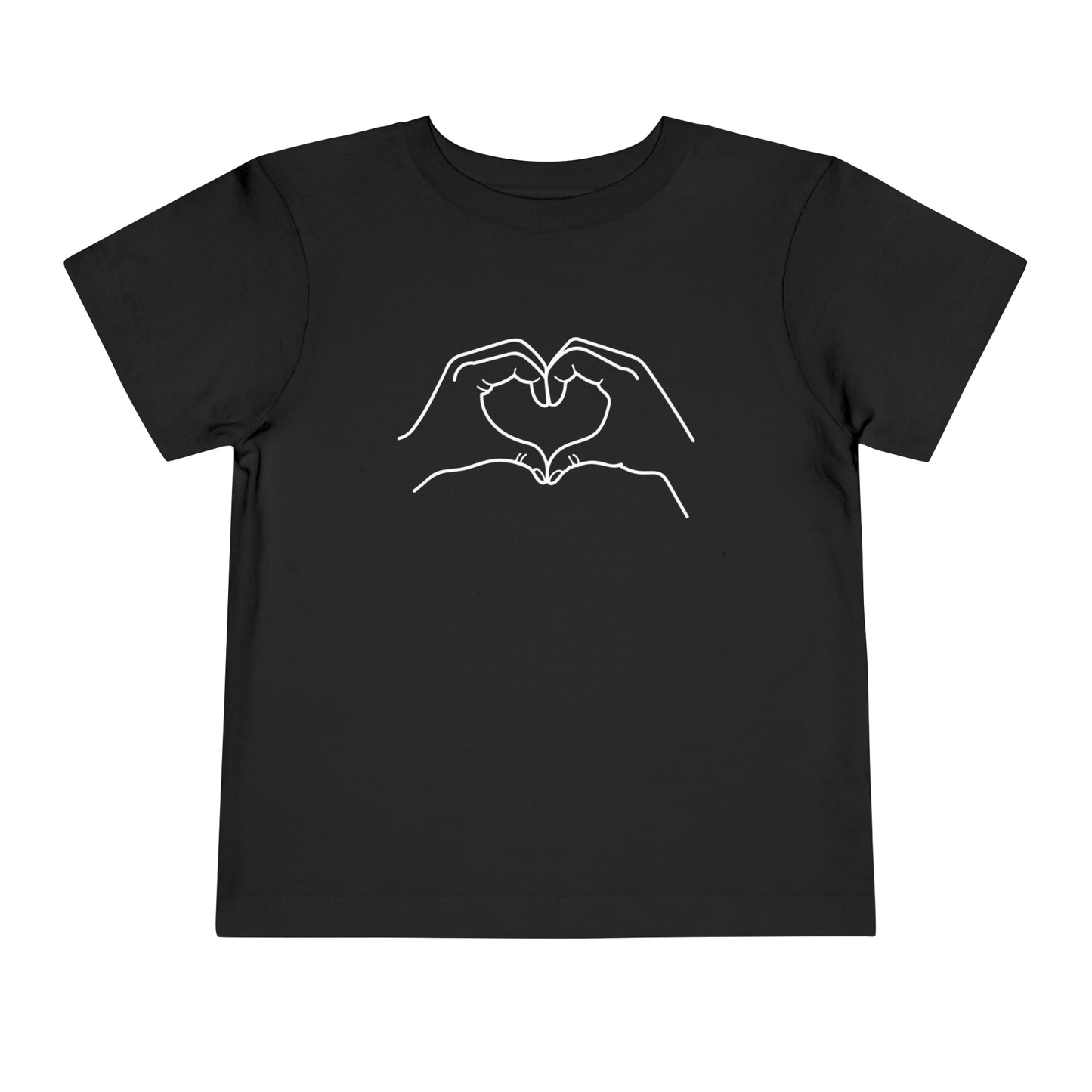 "Sister Team Heart Hands #2" Toddler Unisex Short Sleeve Tee (front and back)