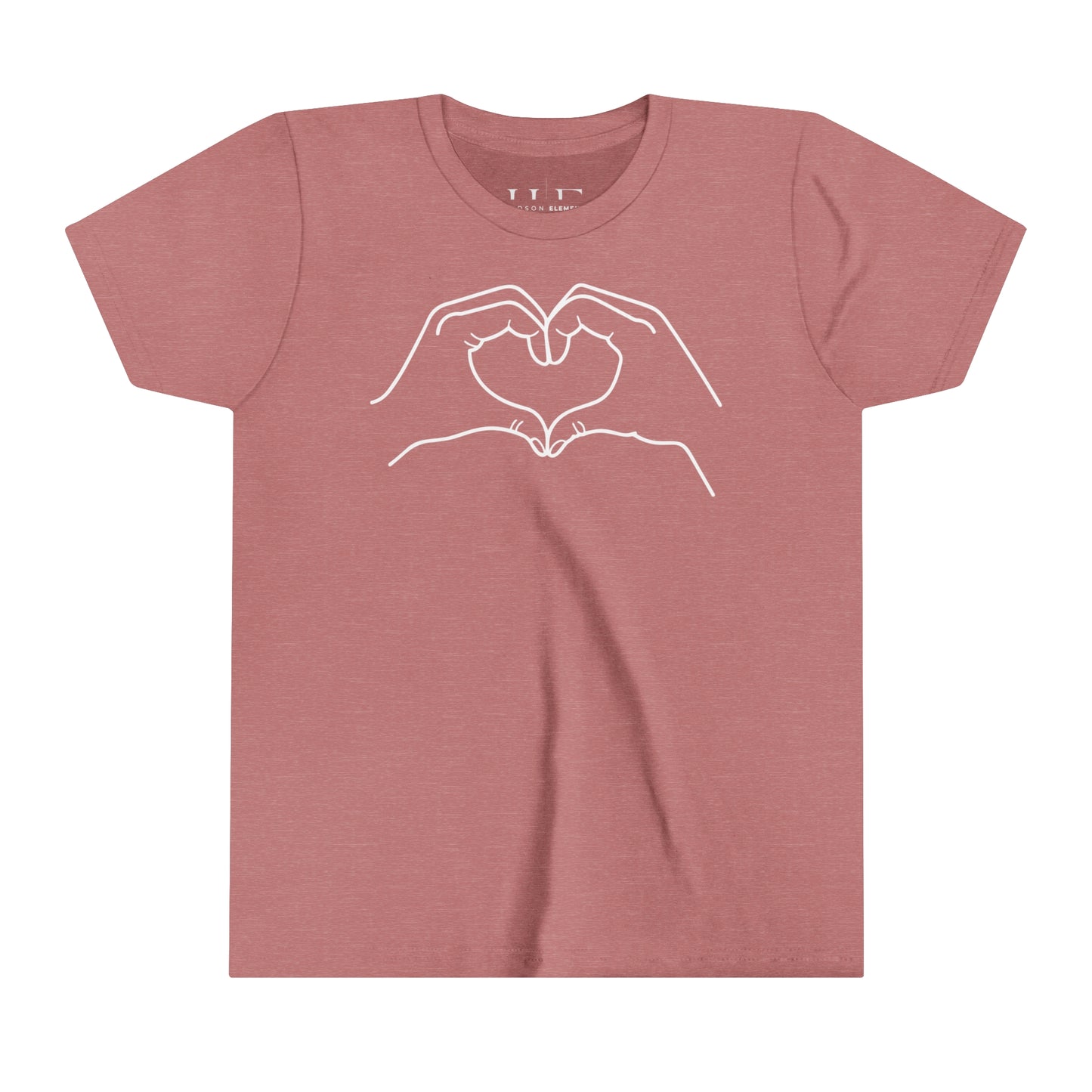 "Sister Team Heart Hands #3" Youth Unisex Short Sleeve Tee (front and back)