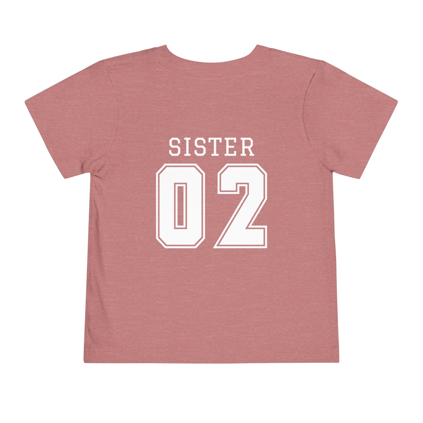 "Sister Team Heart Hands #2" Toddler Unisex Short Sleeve Tee (front and back)