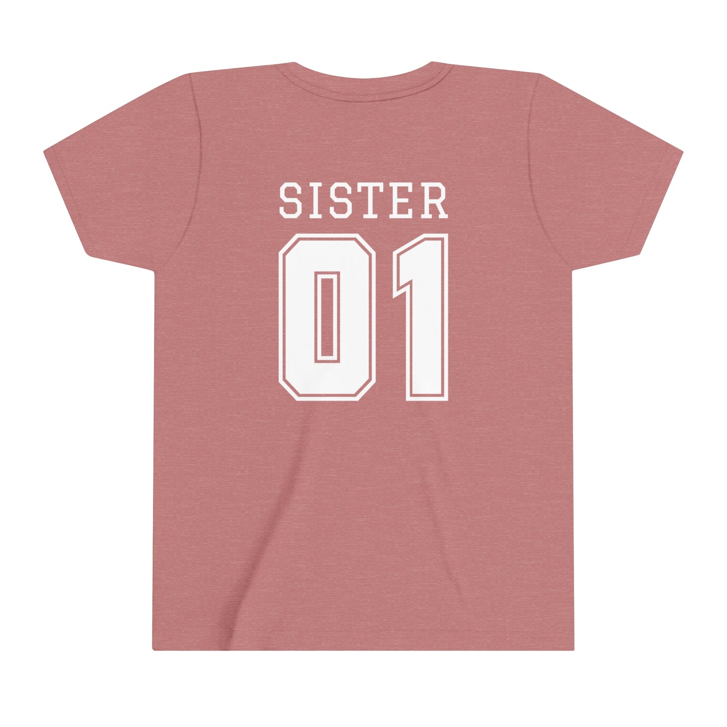 "Sister Team Heart Hands #1" Youth Unisex Short Sleeve Tee (front and back)