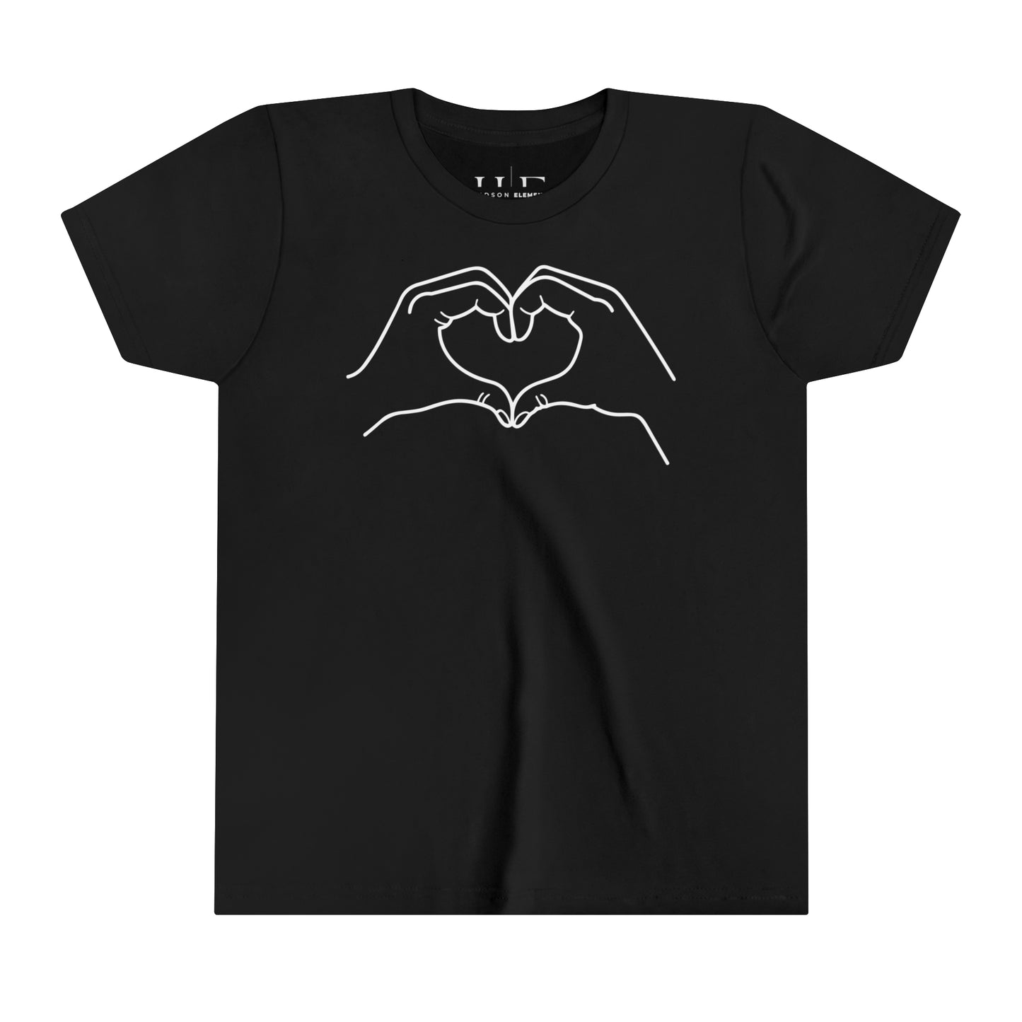 "Sister Team Heart Hands #3" Youth Unisex Short Sleeve Tee (front and back)