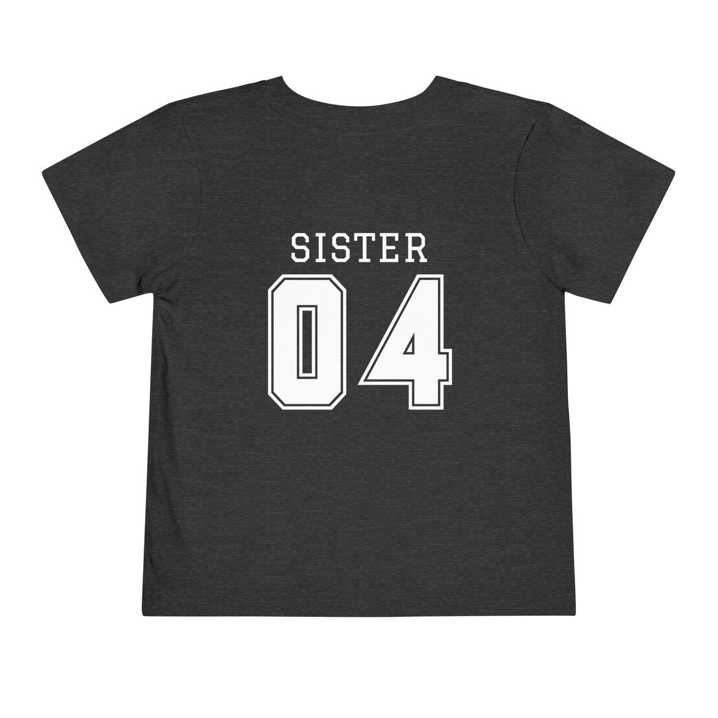 "Sister Team Heart Hands #4" Toddler Short Sleeve Tee (front and back)