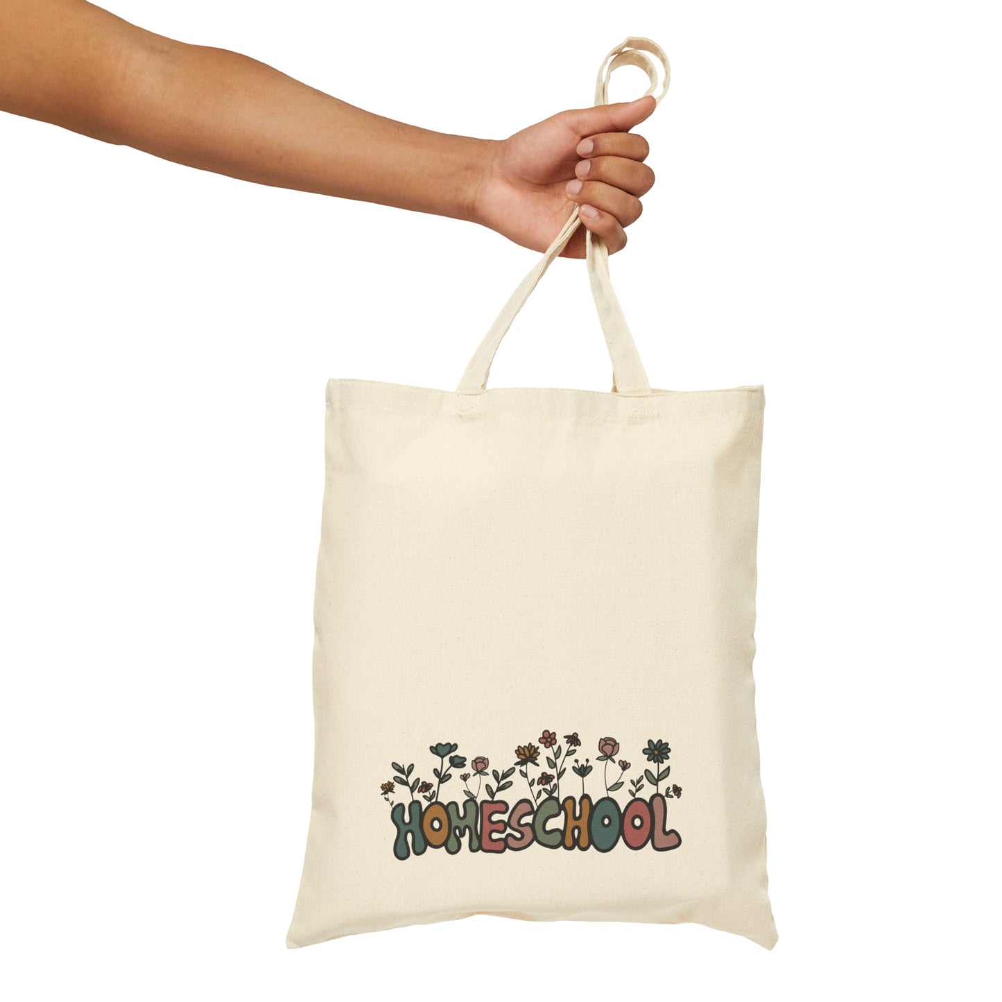 "Homeschool Flowers" Cotton Canvas Tote Bag