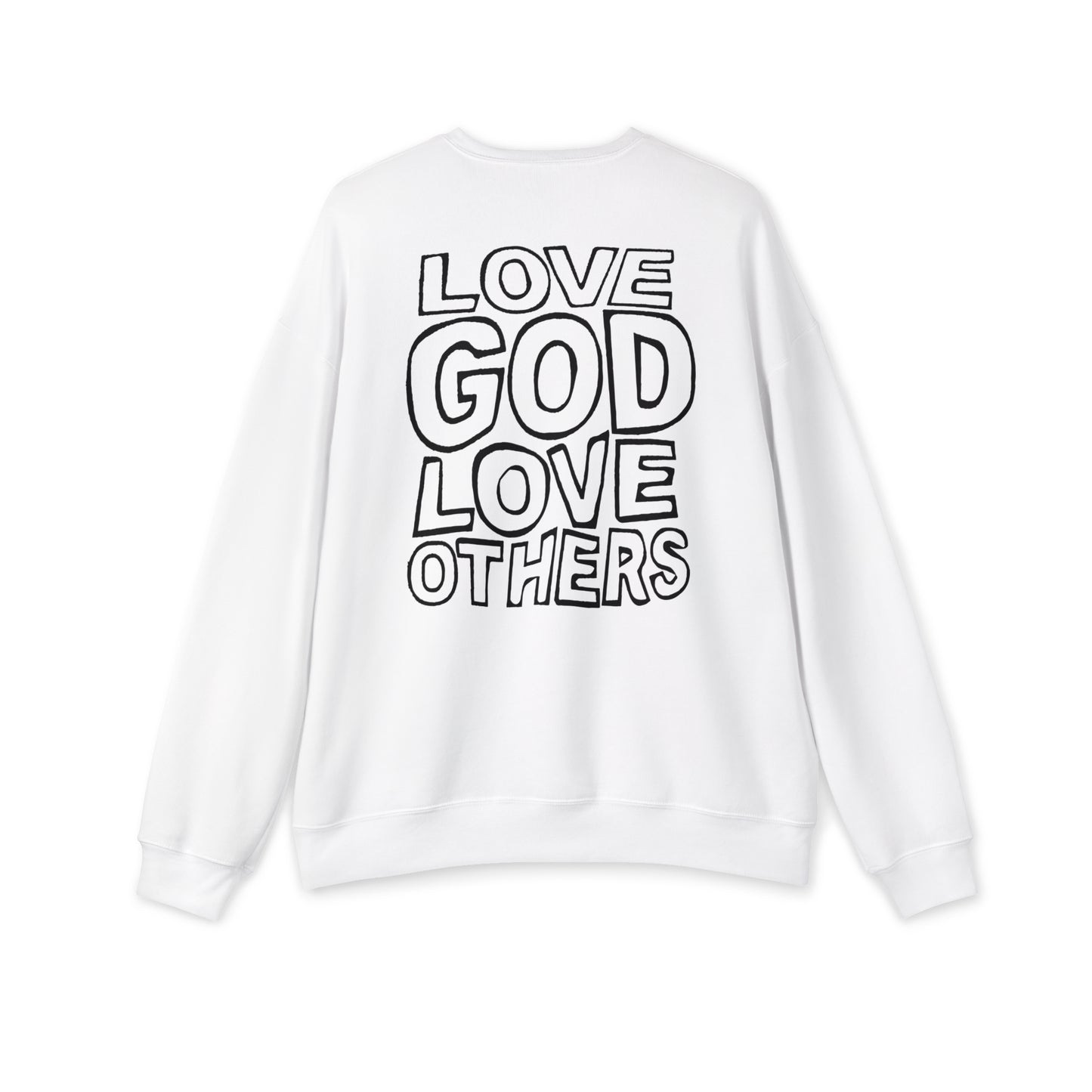 "Love God, Love Others" Adult Unisex Lightweight Sweatshirt (front and back)