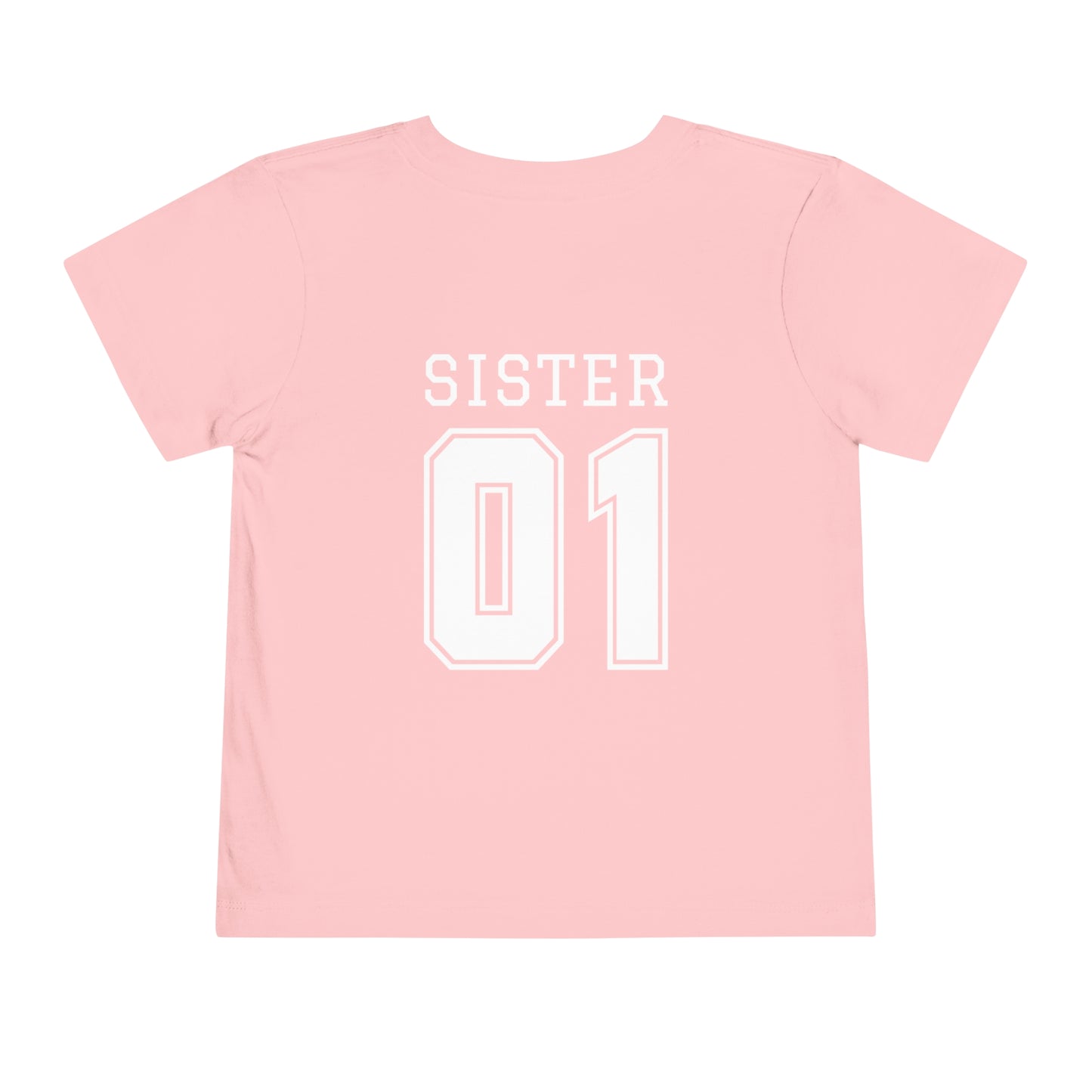 "Sister Team Heart Hands #1" Toddler Unisex Short Sleeve Tee (front and back)