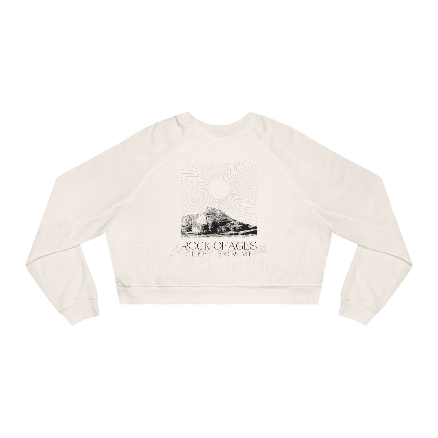 "Rock of Ages" Women's Cropped Pullover (front and back)