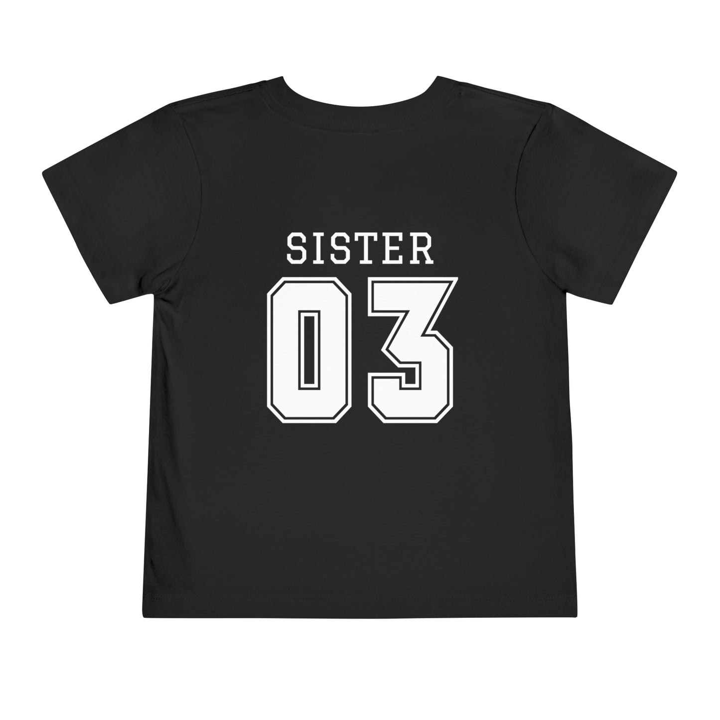 "Sister Team Heart Hands #3" Toddler Unisex Short Sleeve Tee (front and back)