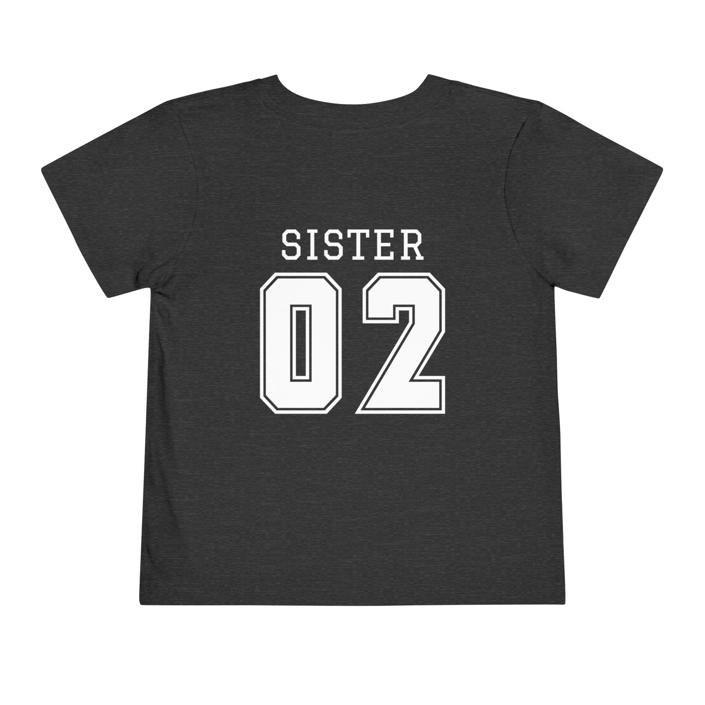 "Sister Team Heart Hands #2" Toddler Unisex Short Sleeve Tee (front and back)