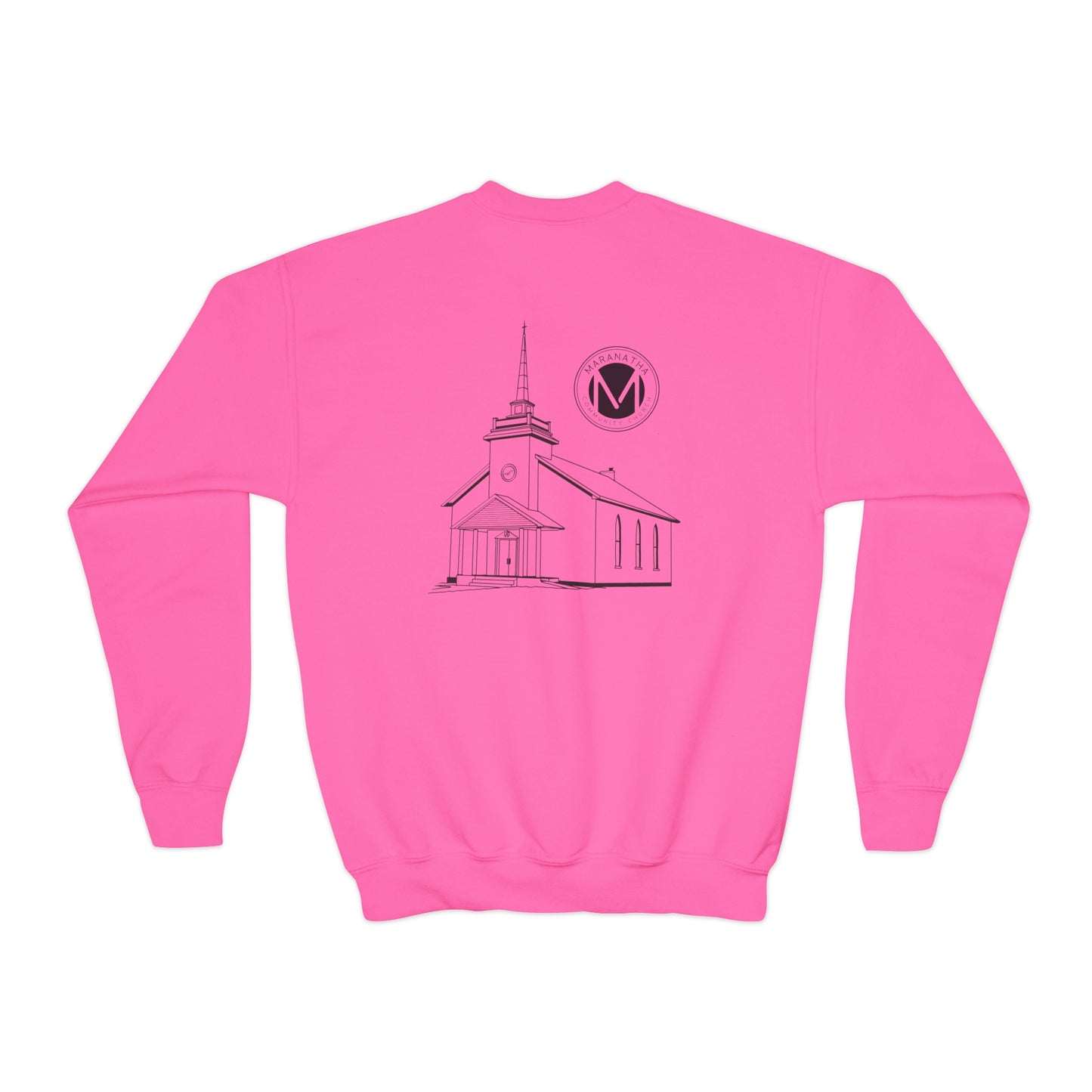 "Maranatha Church" Youth Crewneck Sweatshirt (front and back)