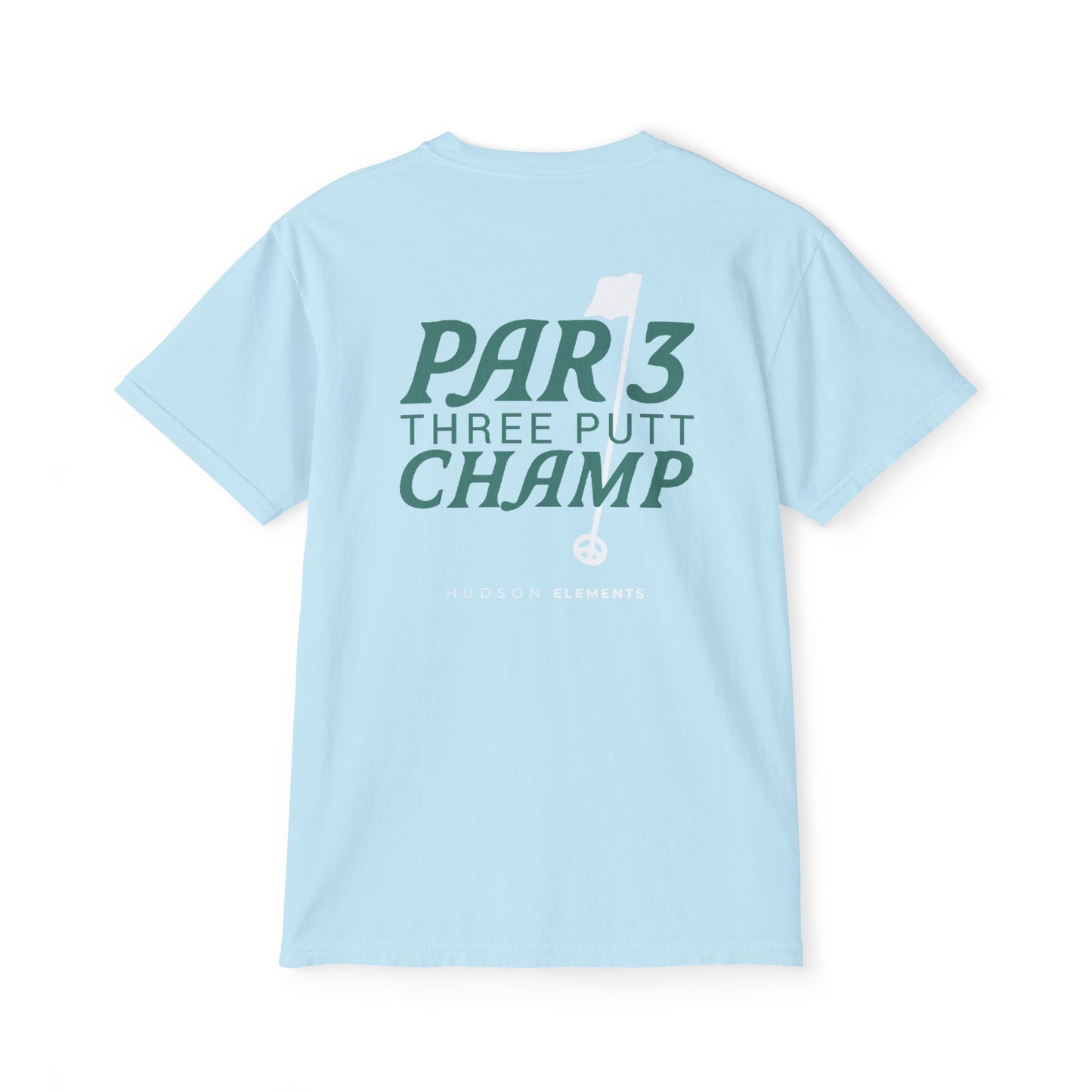 "Par 3 Champ" Adult Unisex Pocket Tee (front and back)