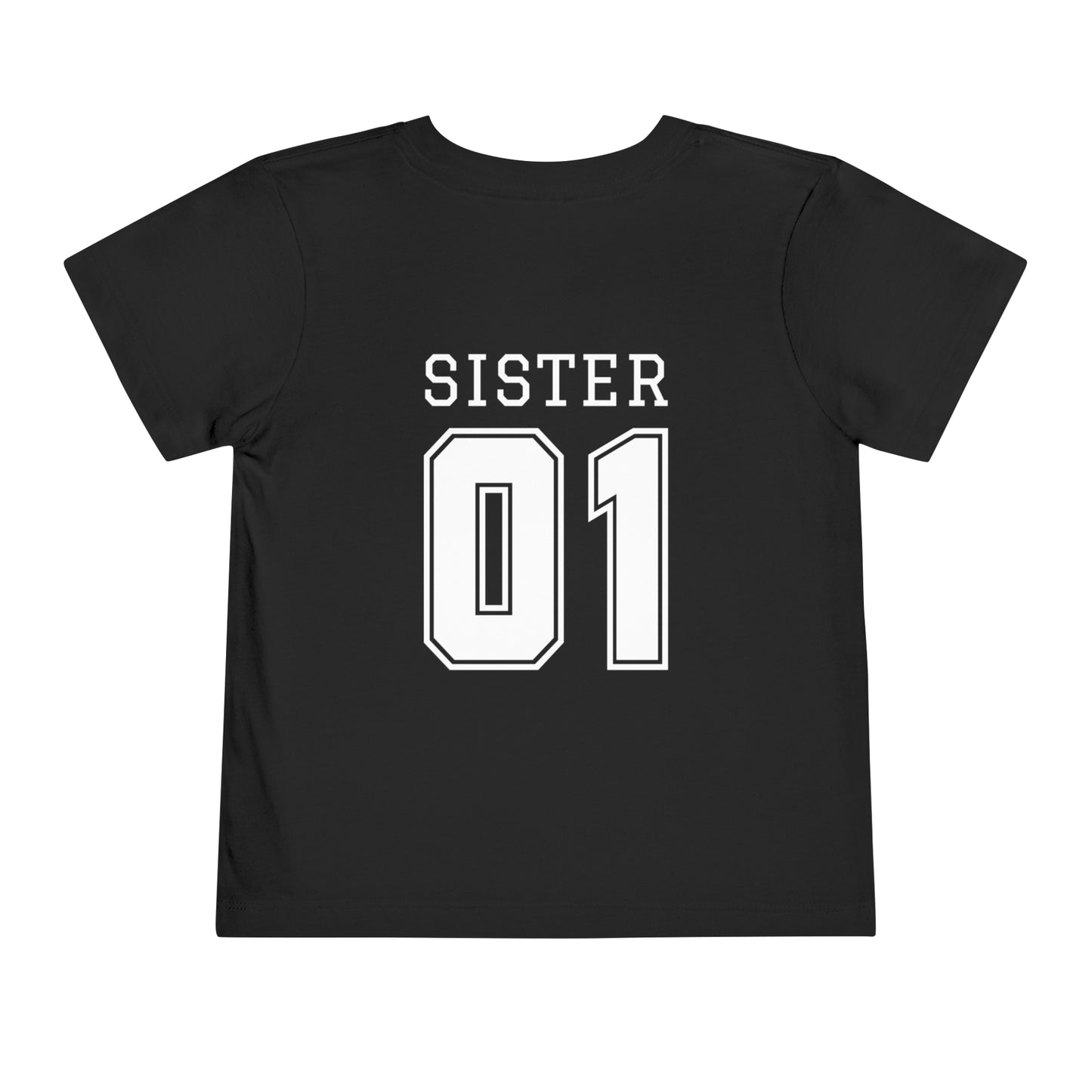 "Sister Team Heart Hands #1" Toddler Unisex Short Sleeve Tee (front and back)