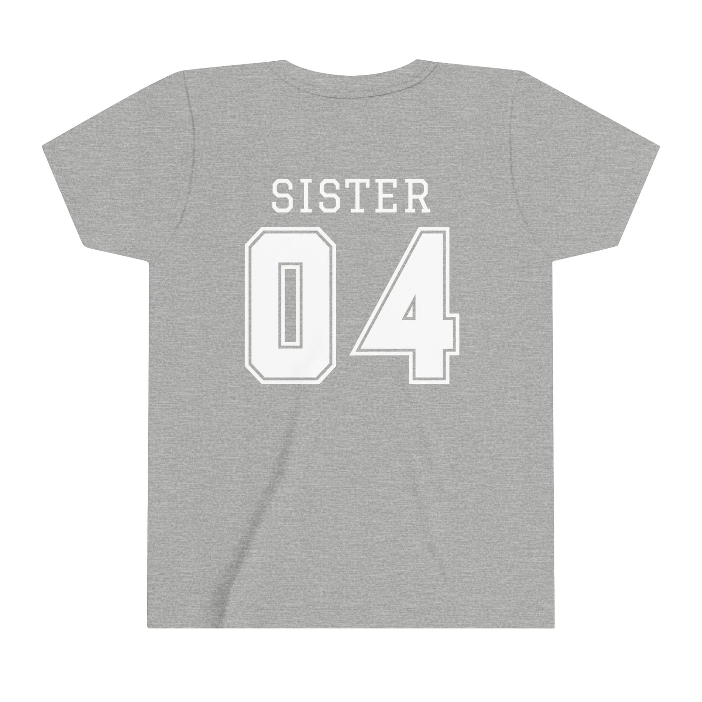 "Sister Team Heart Hands #4" Youth Short Sleeve Tee (front and back)