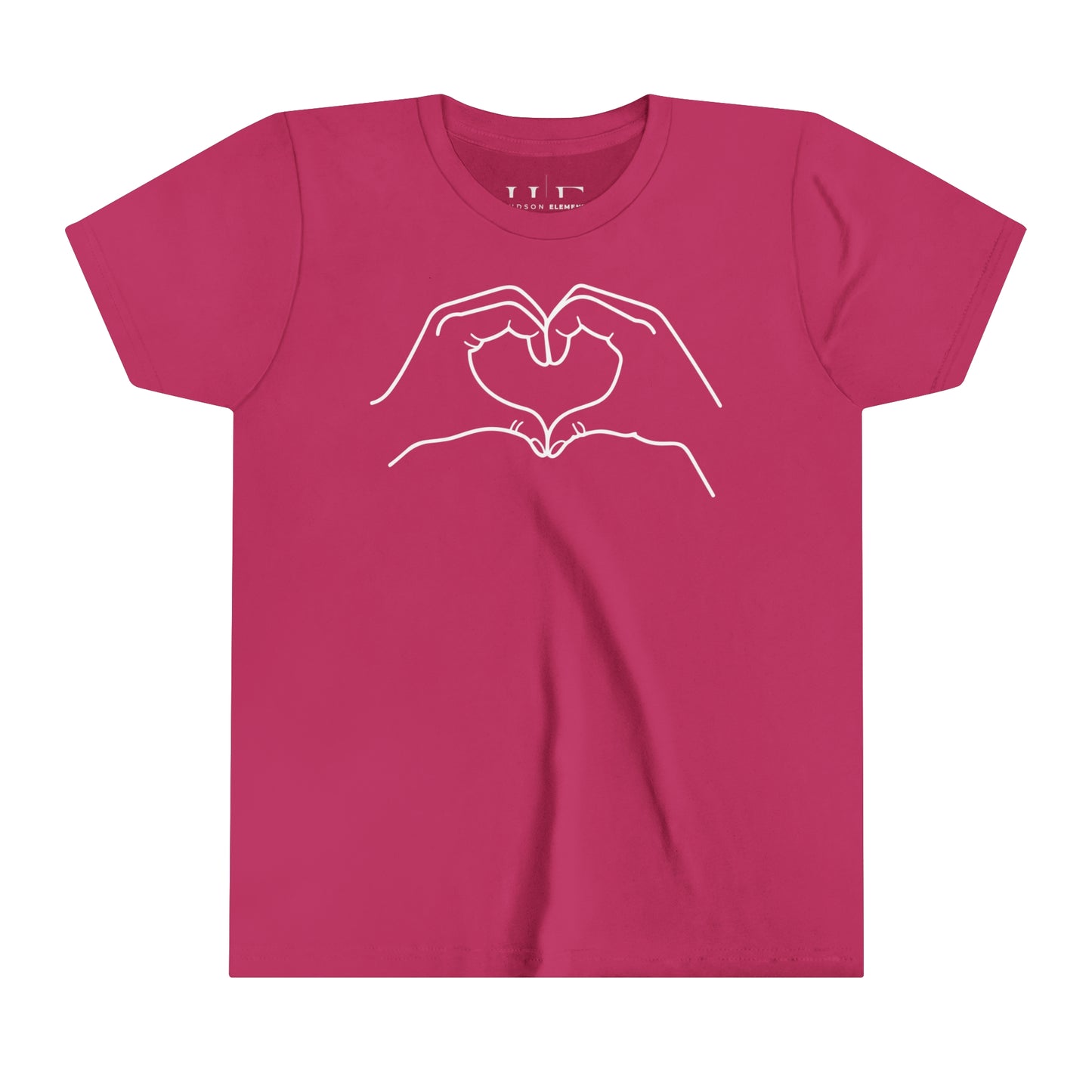 "Sister Team Heart Hands #2" Youth Unisex Short Sleeve Tee (front and back)