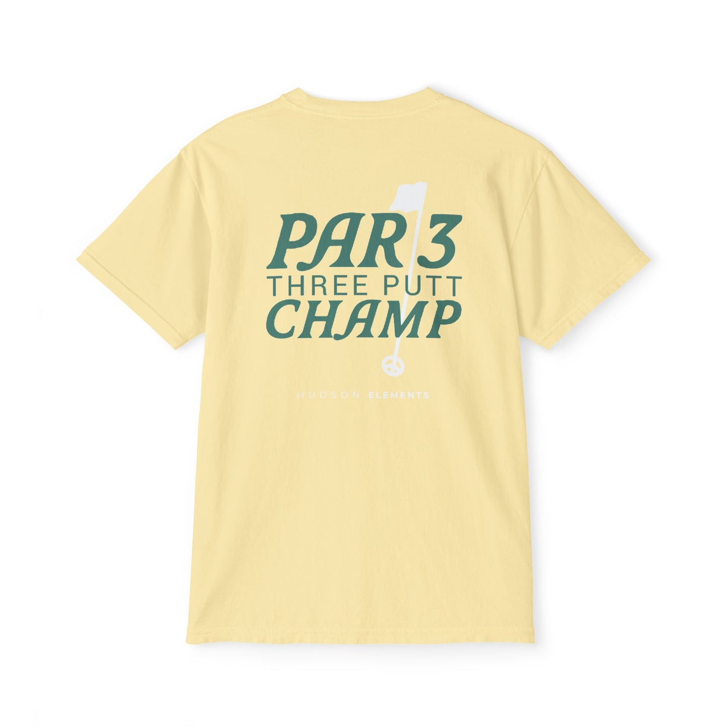 "Par 3 Champ" Adult Unisex Pocket Tee (front and back)