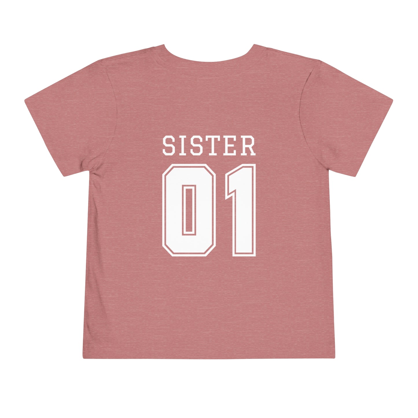 "Sister Team Heart Hands #1" Toddler Unisex Short Sleeve Tee (front and back)