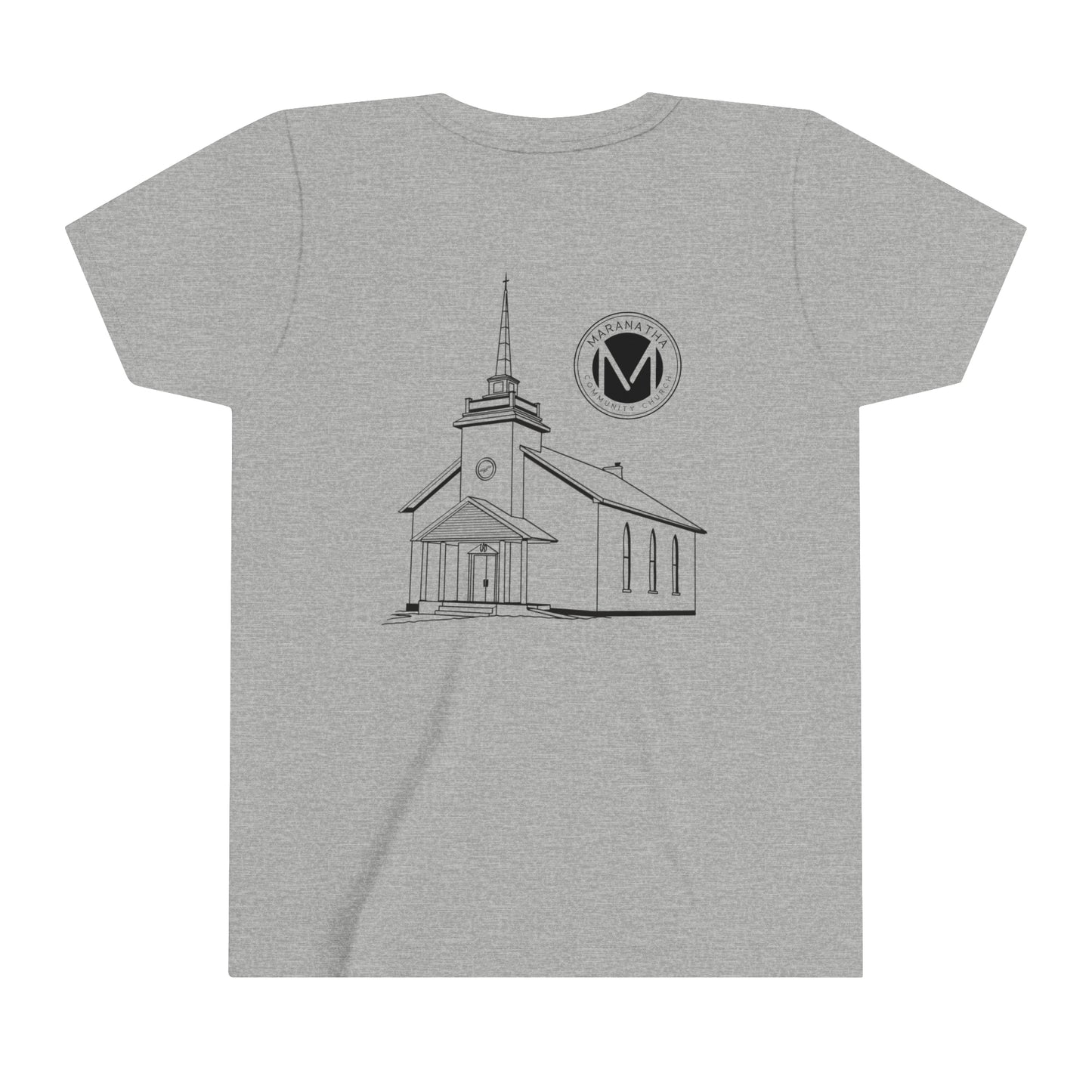 "Maranatha Church" Youth Short Sleeve Tee (front and back)