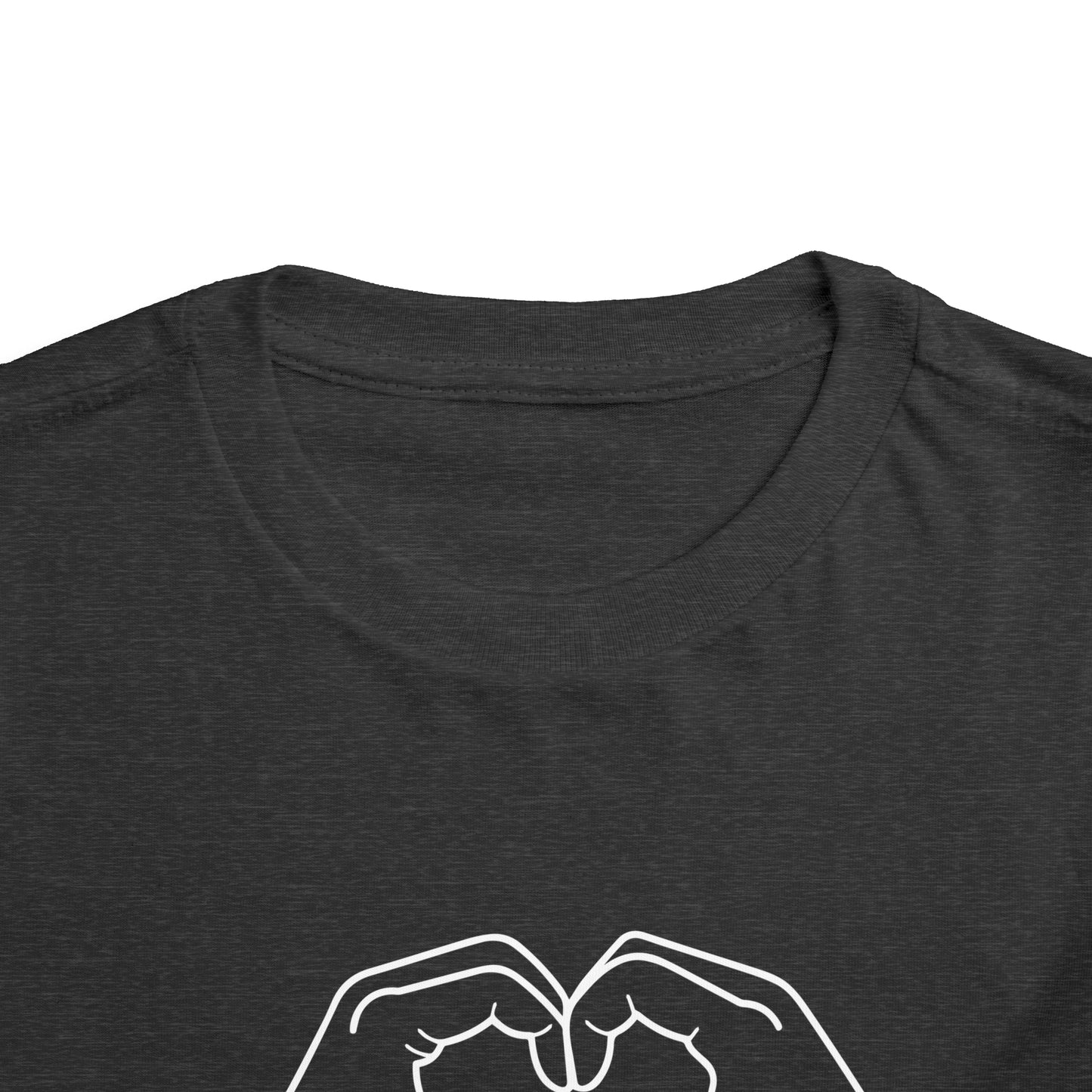 "Sister Team Heart Hands #3" Toddler Unisex Short Sleeve Tee (front and back)