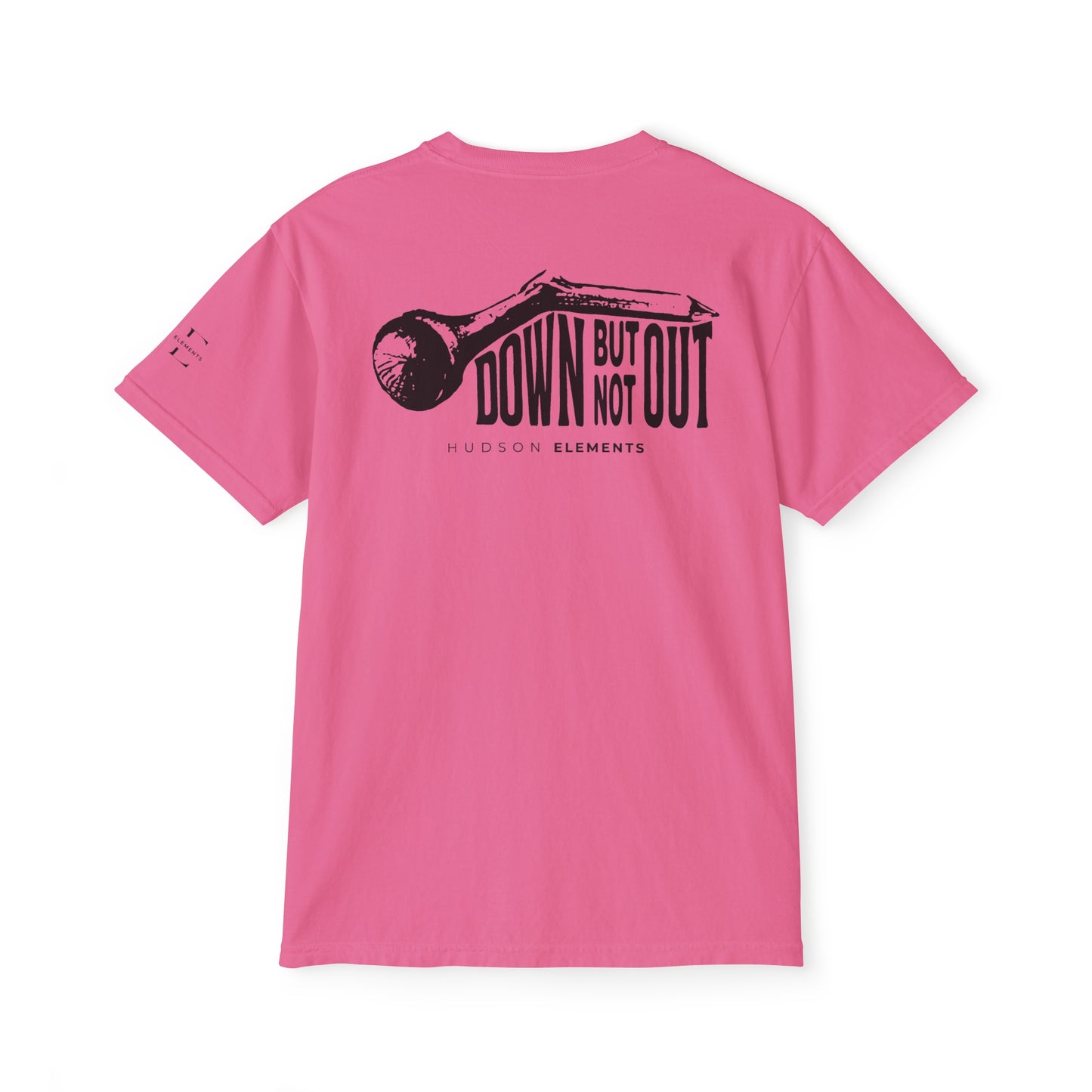 "Down But Not Out" Adult Unisex Pocket Tee (front and back)