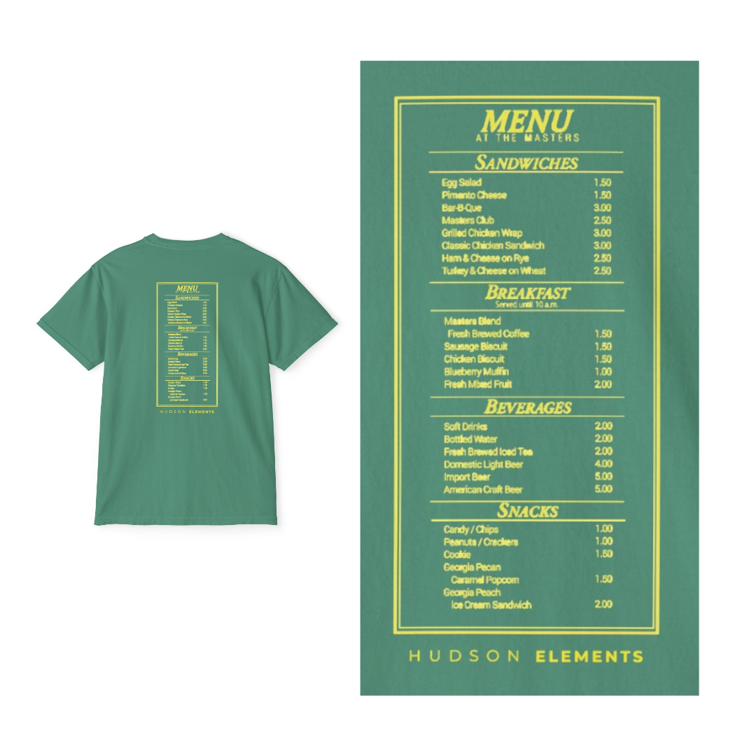 "Menu at the Masters" Adult Unisex Pocket Tee