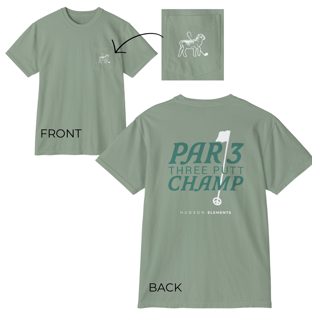 "Par 3 Champ" Adult Unisex Pocket Tee (front and back)