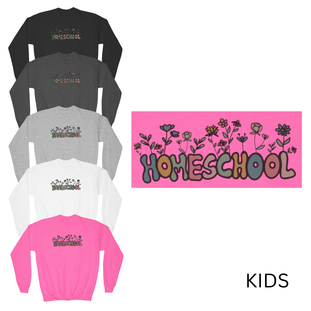 "Homeschool Flowers" Youth Crewneck Sweatshirt