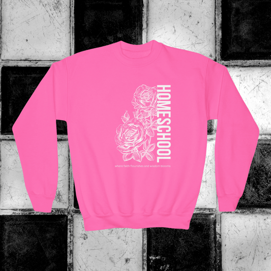 "Homeschool Wisdom and Faith" Youth Crewneck Sweatshirt