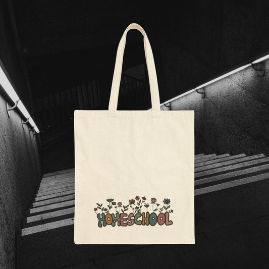 "Homeschool Flowers" Cotton Canvas Tote Bag