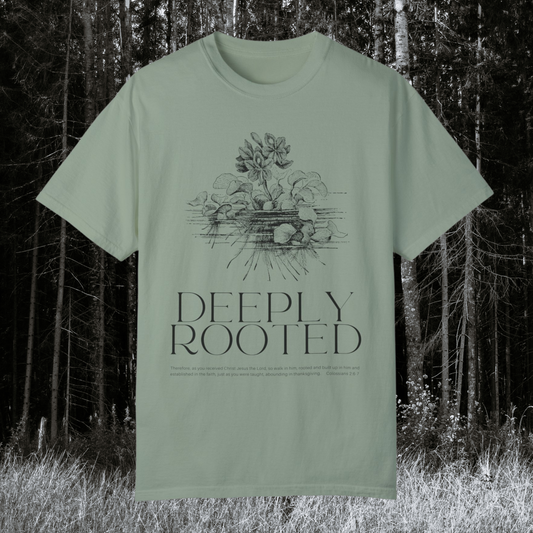 "Deeply Rooted" (Colossians 2:6-7) Adult Unisex Short Sleeve Tee