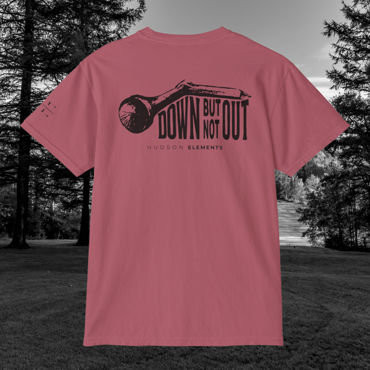 "Down But Not Out" Adult Unisex Pocket Tee (front and back)