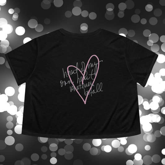 "Heart of My Own Heart" Women's Flowy Cropped Tee (front and back)